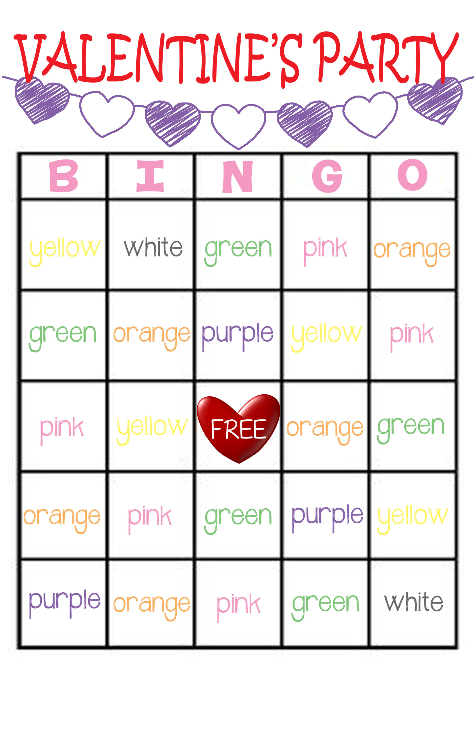 Classroom Valentine’s Party Bingo Game FREE Printable