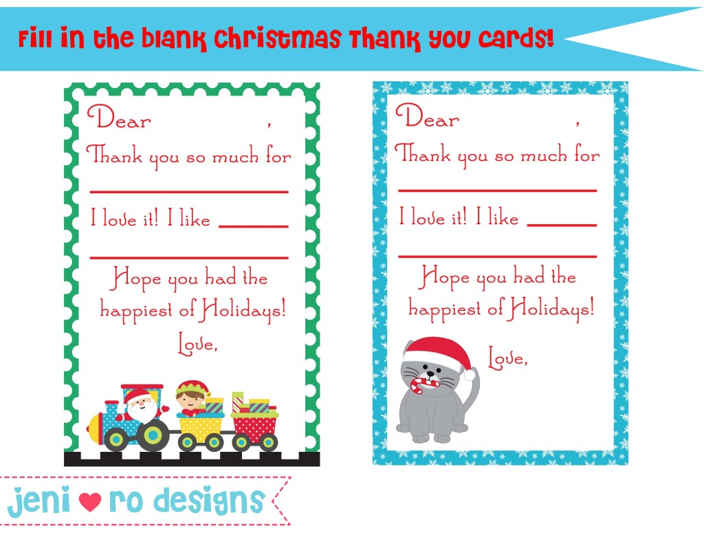 Christmas Thank you notes for Kids - Free printable! • jeni ro designs Within Christmas Thank You Card Templates Free