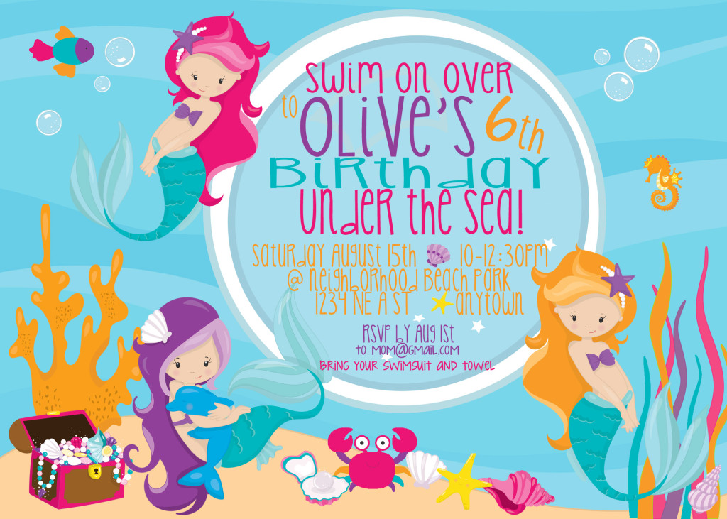 bubble mermaid invite for etsy