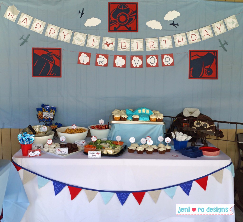 aviator bday food and cake table jeni ro designs