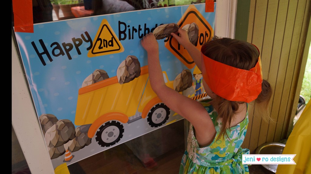 Construction bday party jeni ro designs pin the rock in the dump truck playing