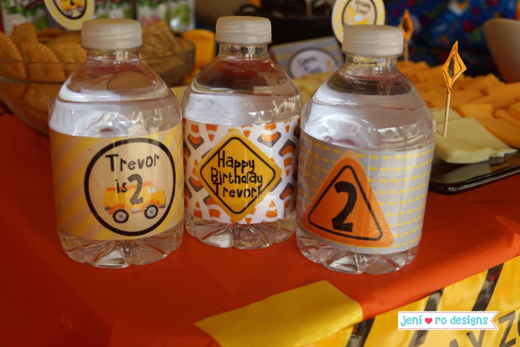 Construction bday party jeni ro designs water bottle labels