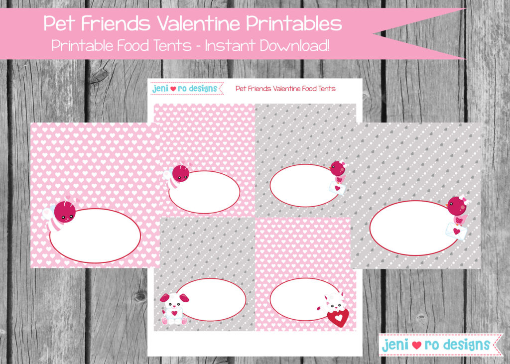Valentine's party printables food tents