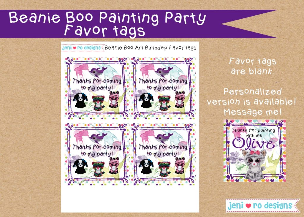 Beanie Boo Painting Birthday Printable set • jeni ro designs