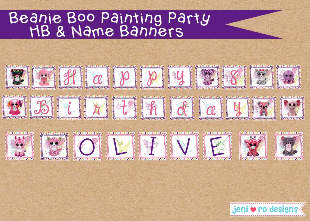 Beanie Boo Painting Birthday Printable set • jeni ro designs