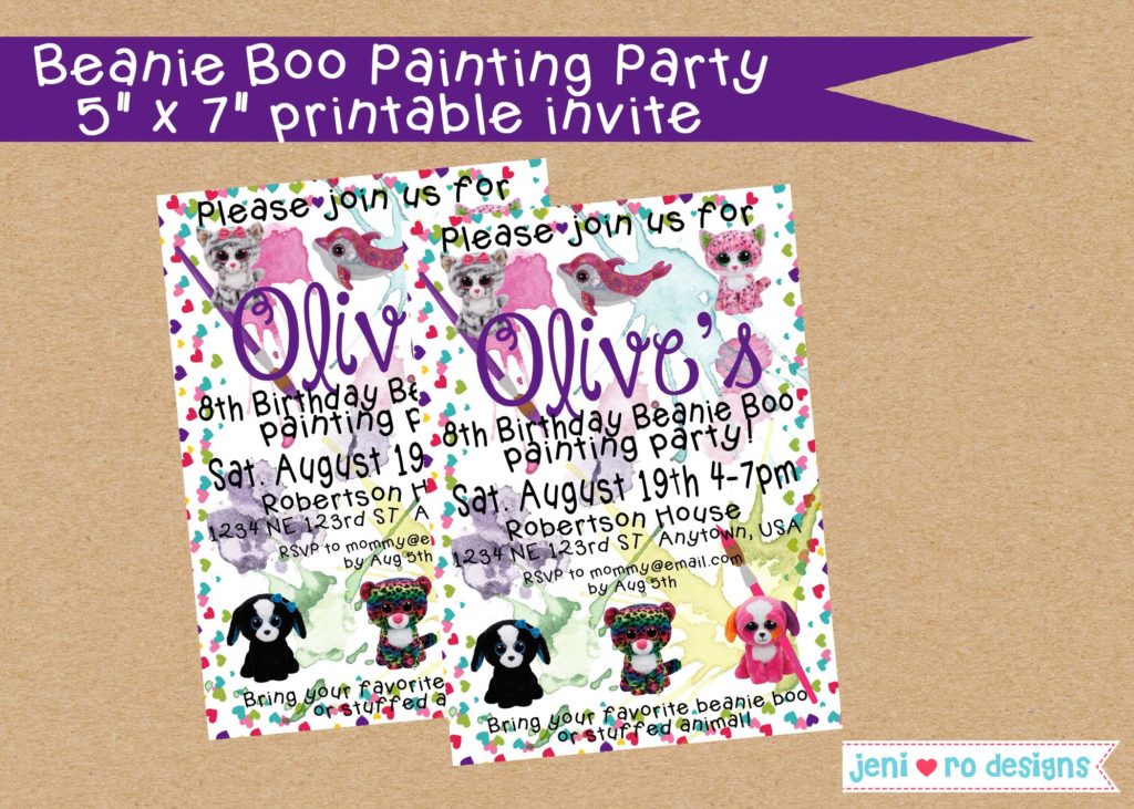 Beanie Boo Painting Birthday Printable set • jeni ro designs