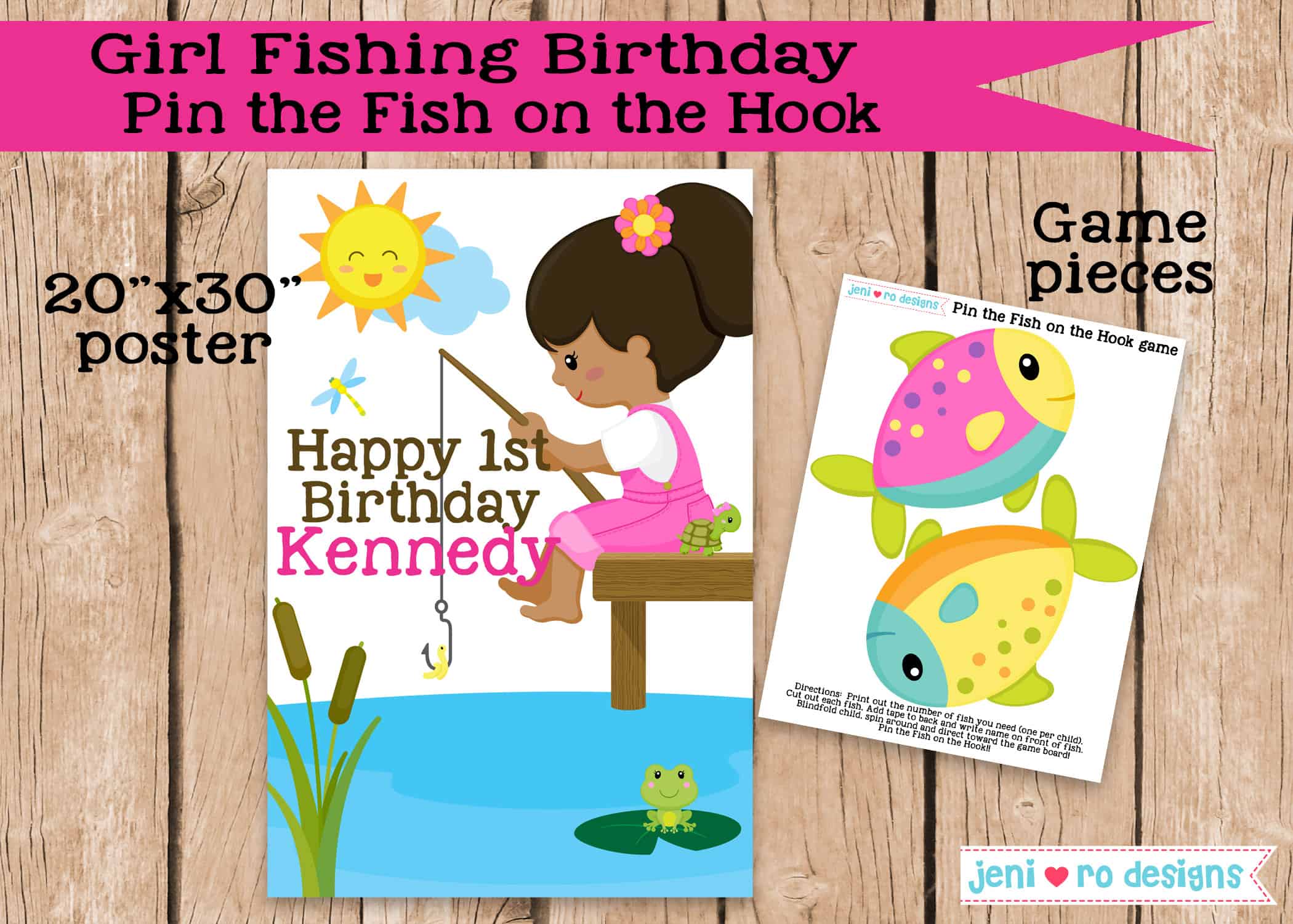 Party Game - Pin the fish on the hook - Fishing Birthday