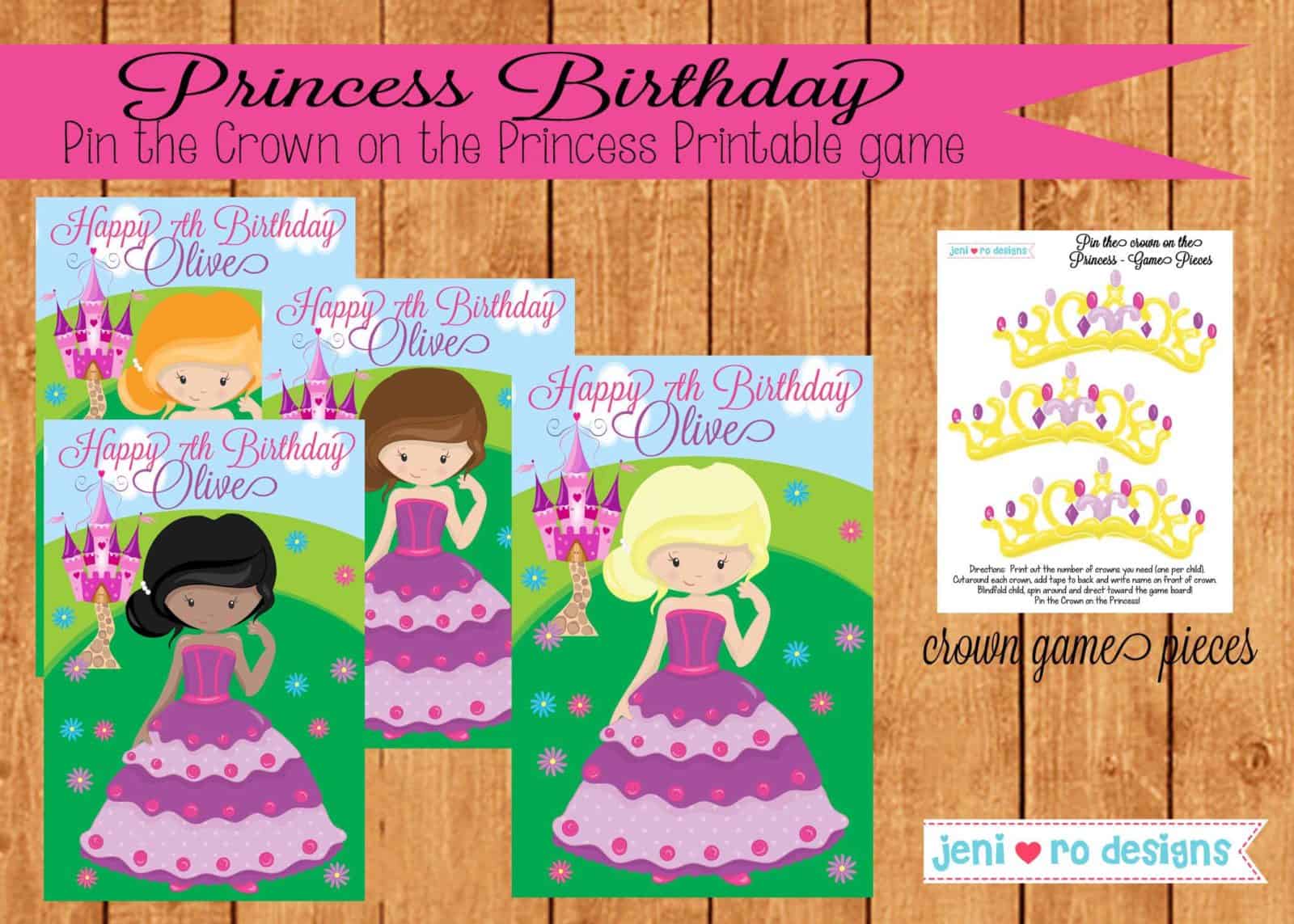 Party Game - Pin the Crown on the Princess Printable game - Princess ...