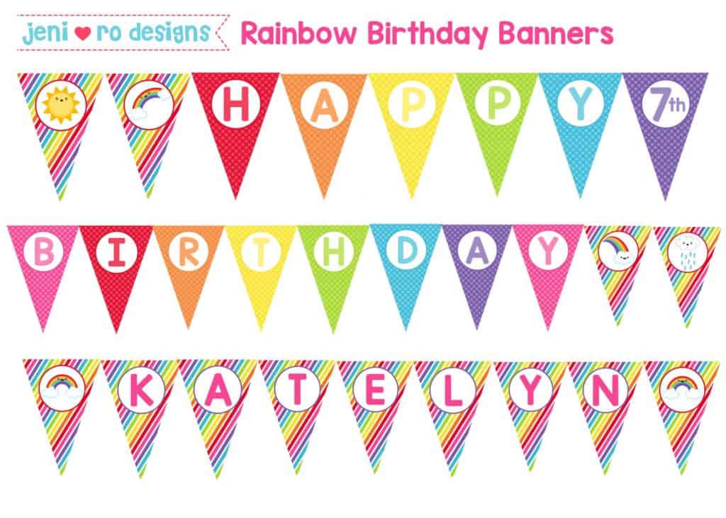 Rainbow Birthday Printable Birthday set, Rainbow Birthday Party ...