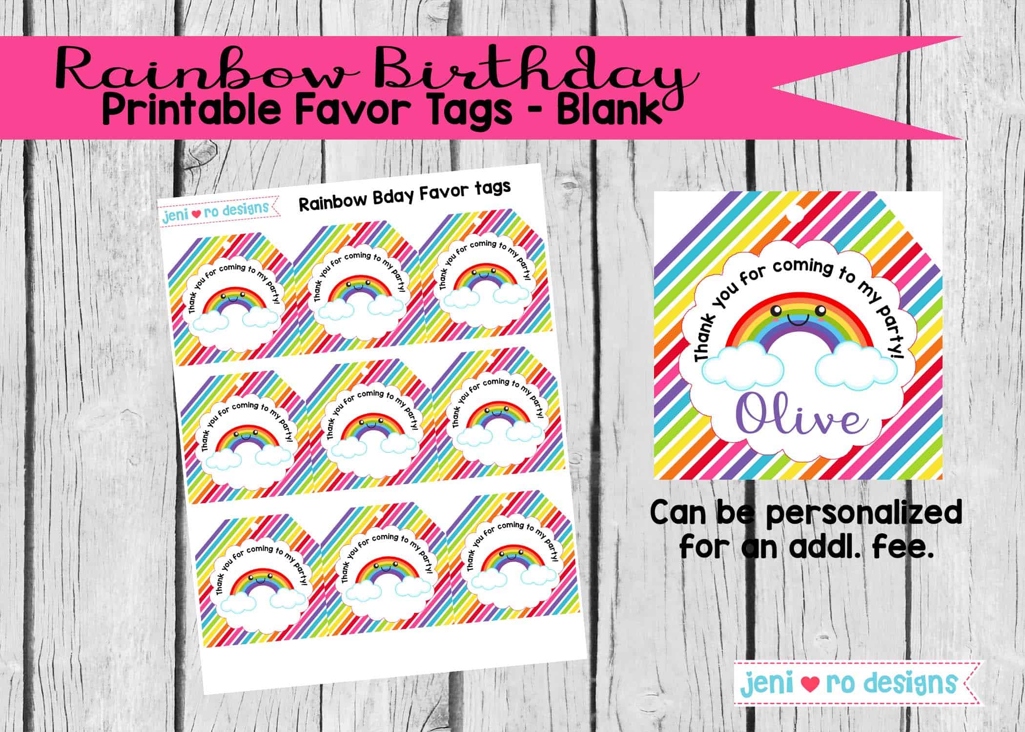 Rainbow Birthday Printable Birthday set Rainbow Birthday Party