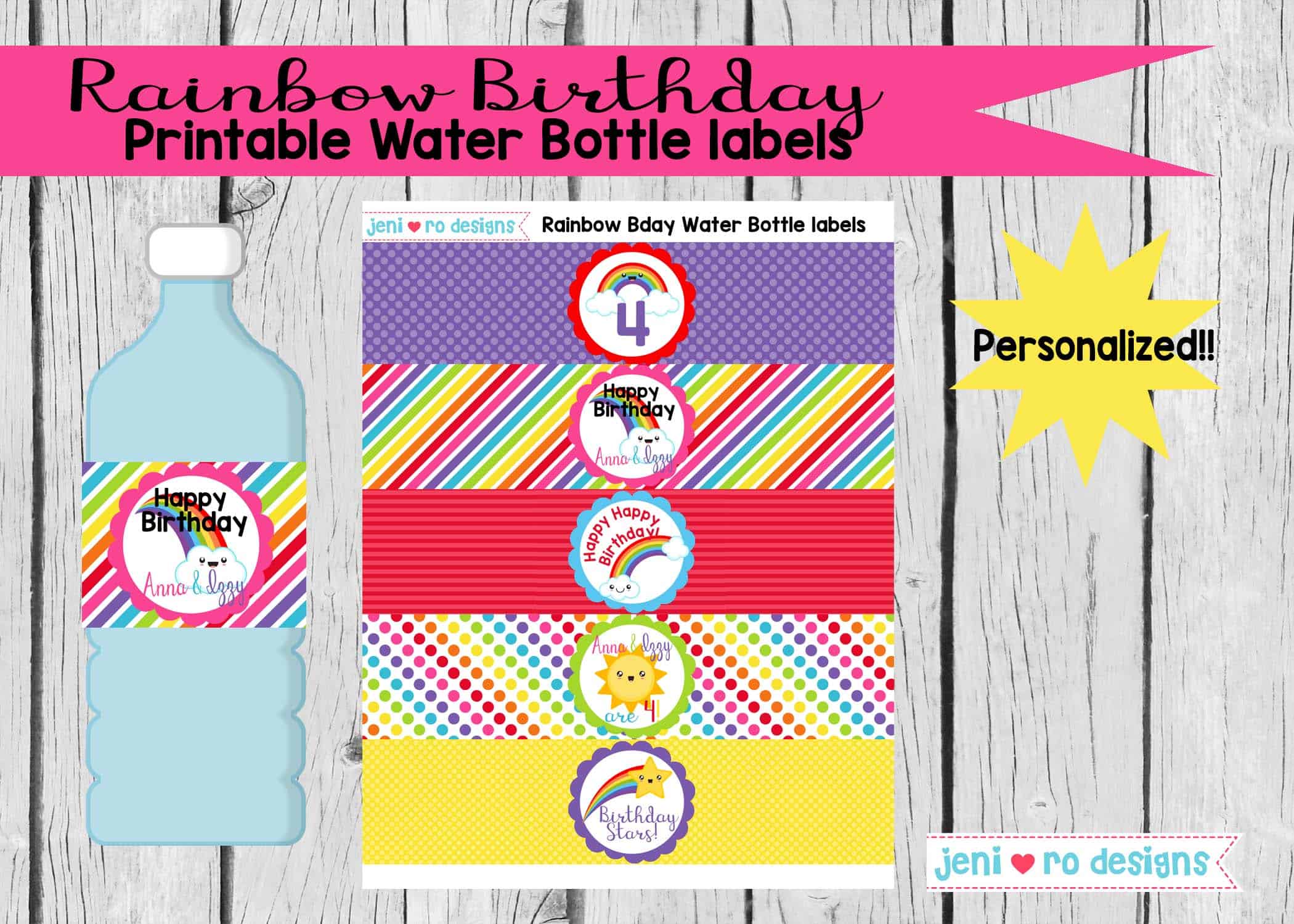 rainbow juice pouch labels-rainbow party favors-rainbow birthday-rainb –  Personalize Our Party