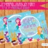 Mermaid Birthday printable set, Mermaid Birthday, Mermaid Party, Mermaid birthday printable decor, Mermaid invite, Personalized - Image 2