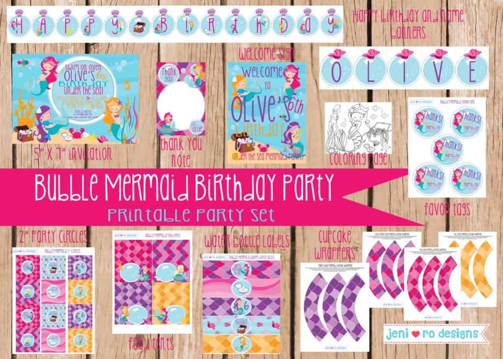summer birthday party printables mermaids