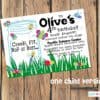Bug Birthday Party printable invitation, party invite, insects, bugs, personalized