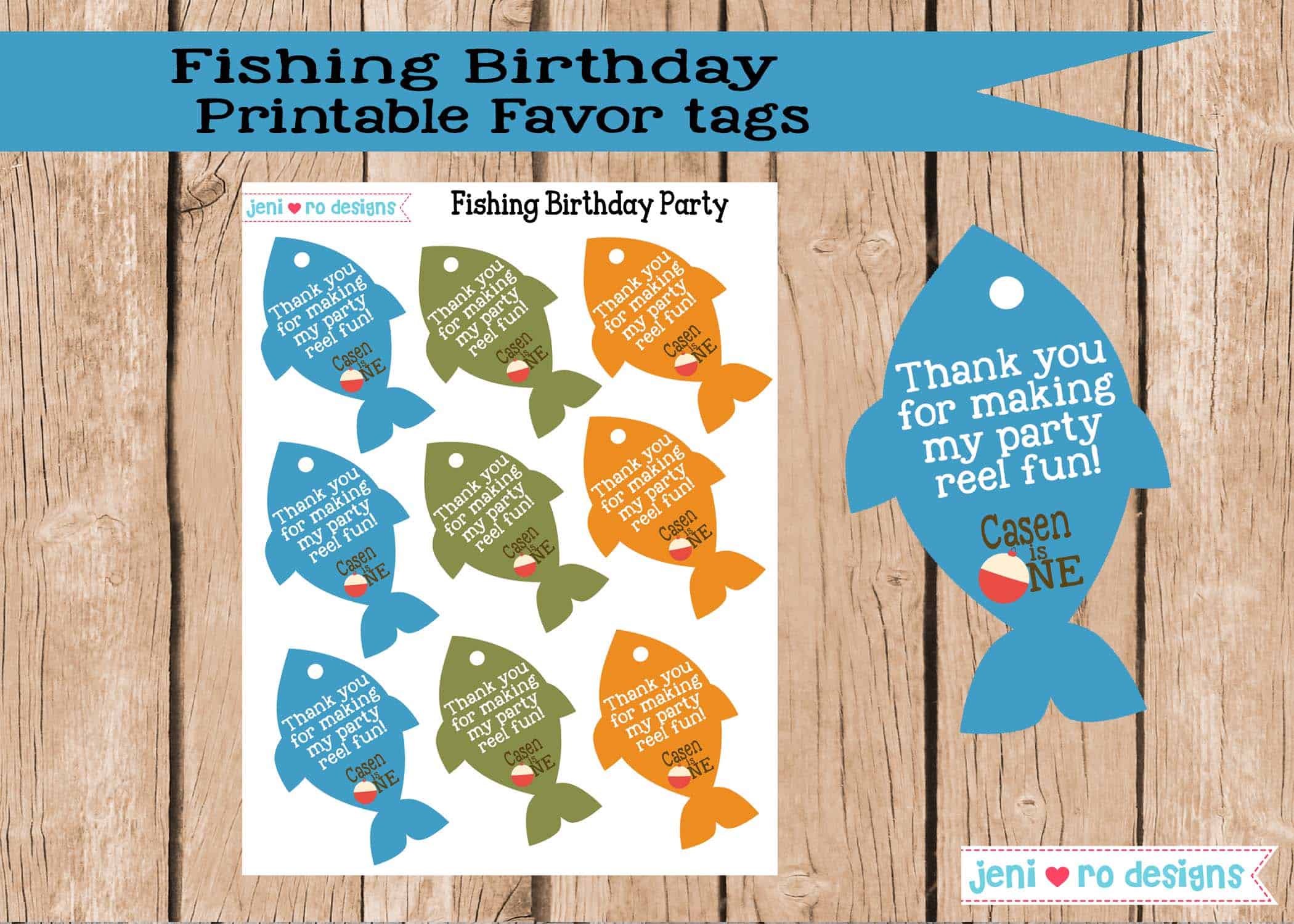 Fishing Birthday Party Printable Decor set - Fishing birthday - The Big One  - 1st Birthday - Fishing birthday printable decor • jeni ro designs