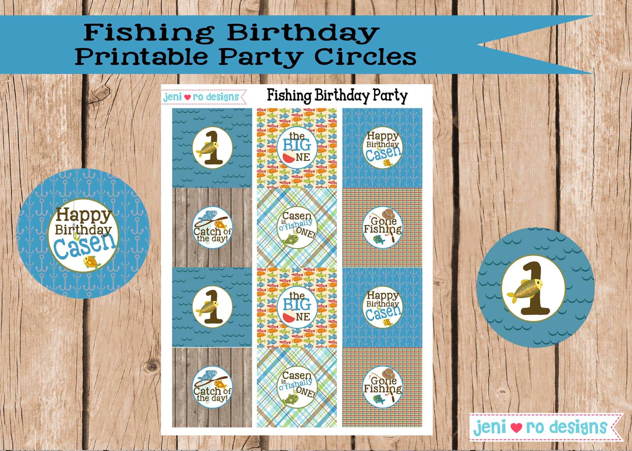 Fishing Birthday Party Printable Decor set - Fishing birthday - The Big One  - 1st Birthday - Fishing birthday printable decor • jeni ro designs