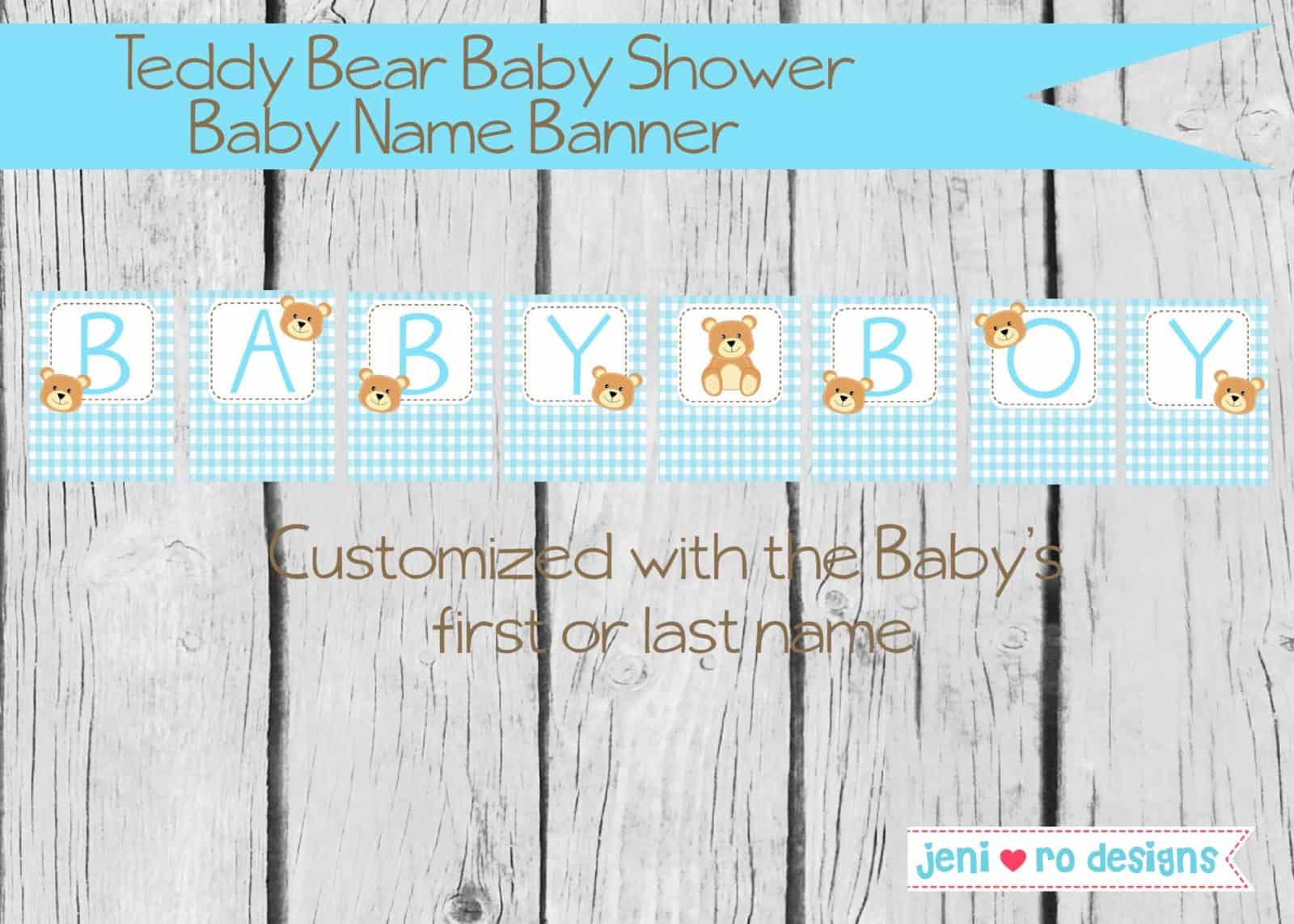 Teddy Bear Boy Baby Shower Printable Decor Set, Teddy Bear Baby shower ...