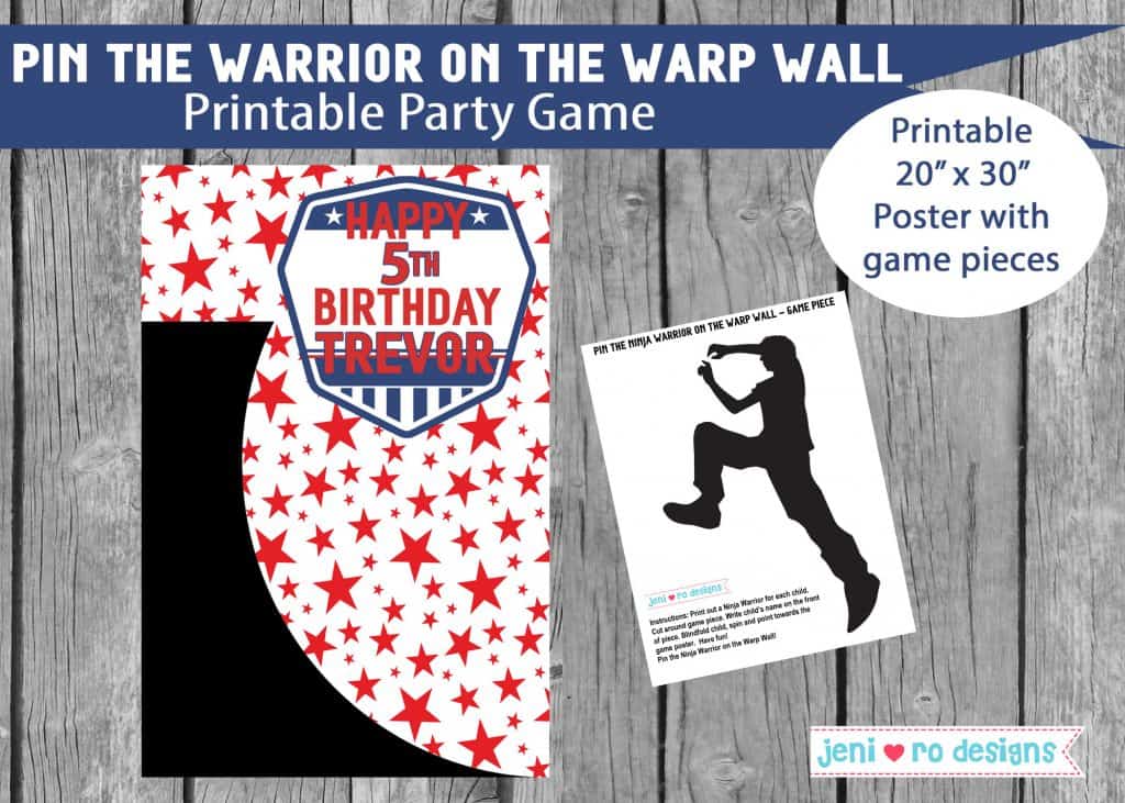 Ninja Warrior birthday printables game