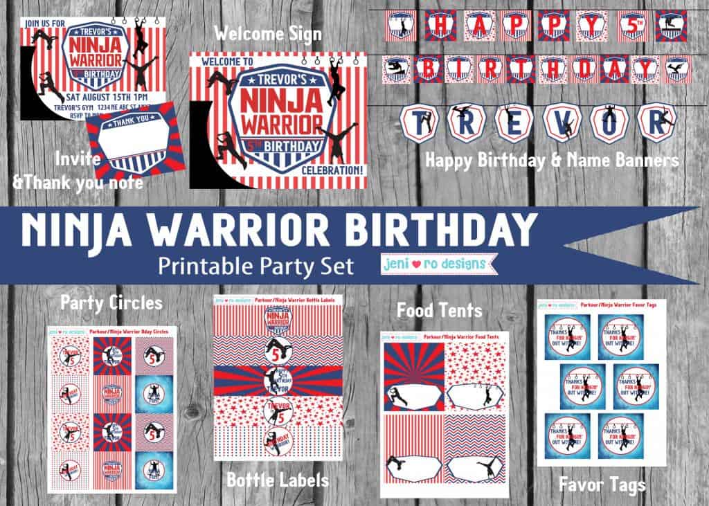 Ninja Warrior birthday printables