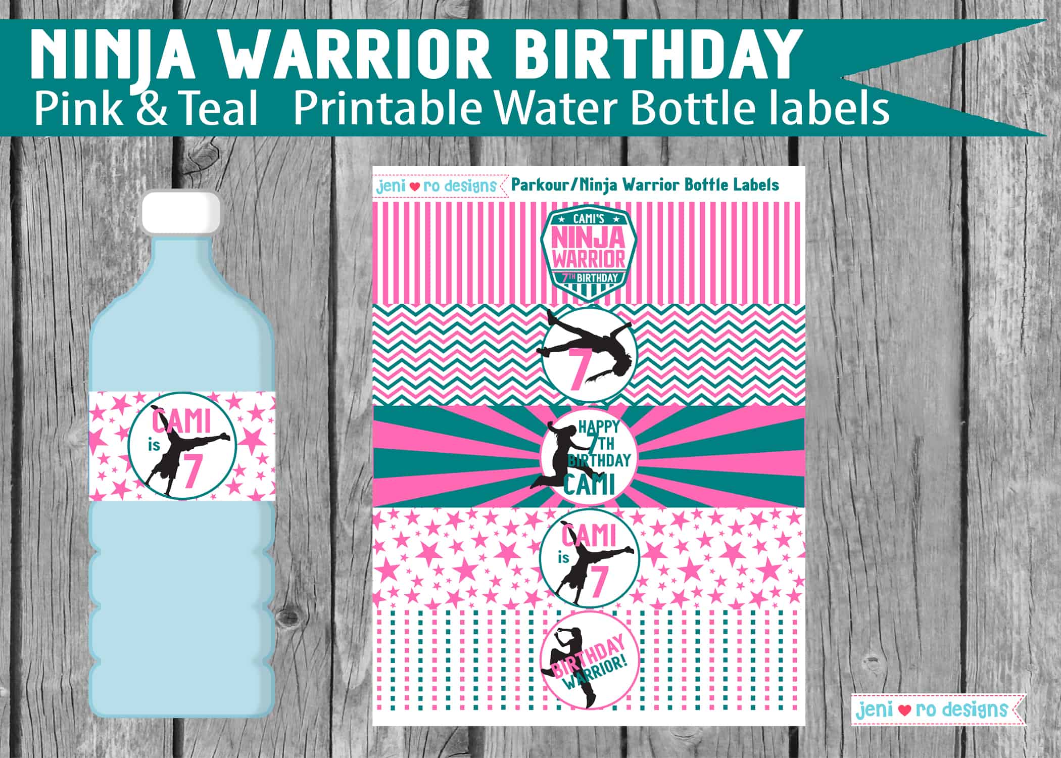 Ninja Water Bottle Labels Ninja Birthday Party Ninja Party 