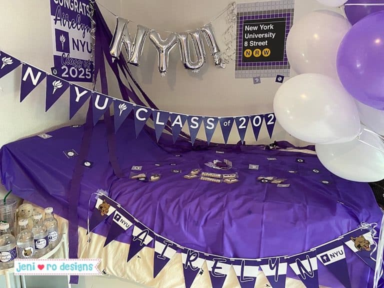 College bed party printables to celebrate their college choice!