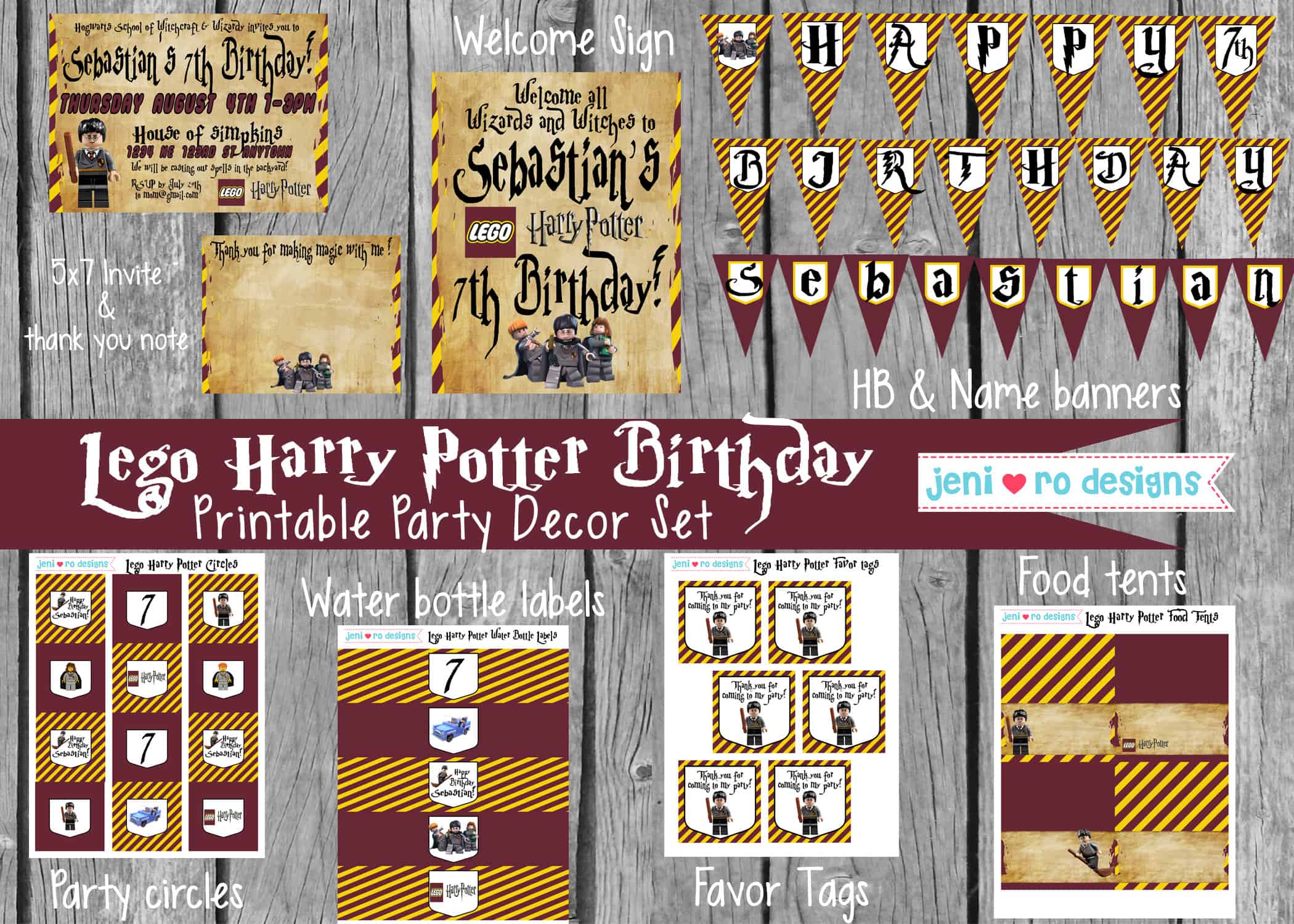 Lego Harry Potter Birthday Party printable set • jeni ro designs