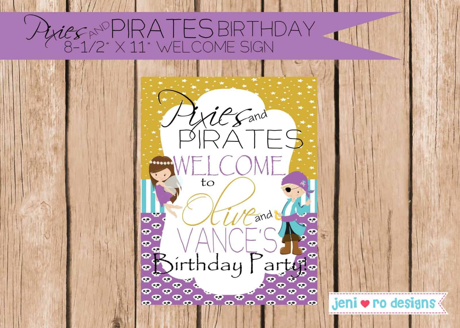 Pixies and Pirates Birthday party printables and inspiration!