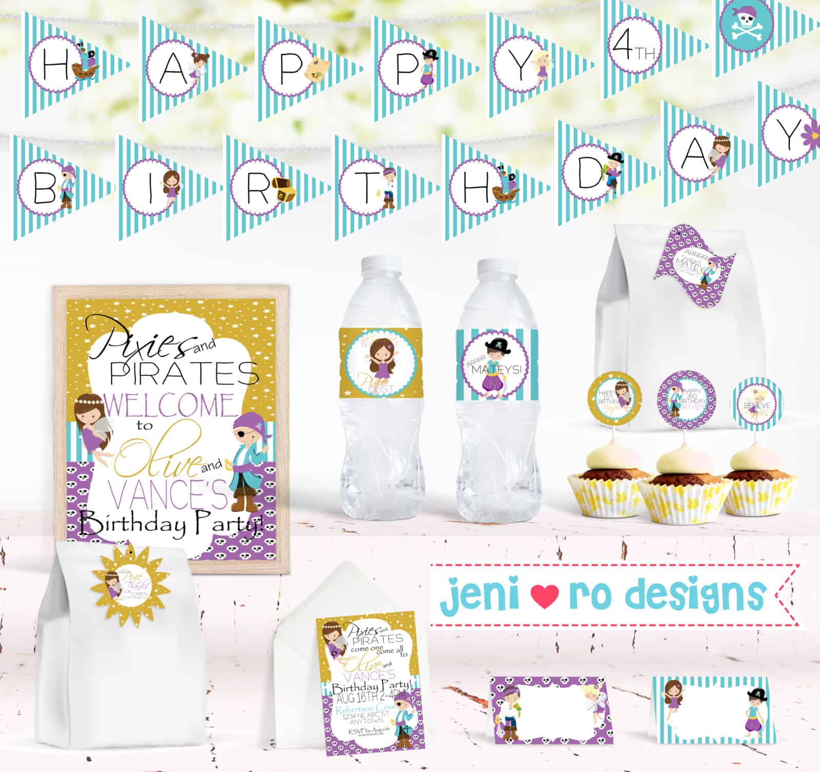 Pixies and Pirates Birthday party printables and inspiration!