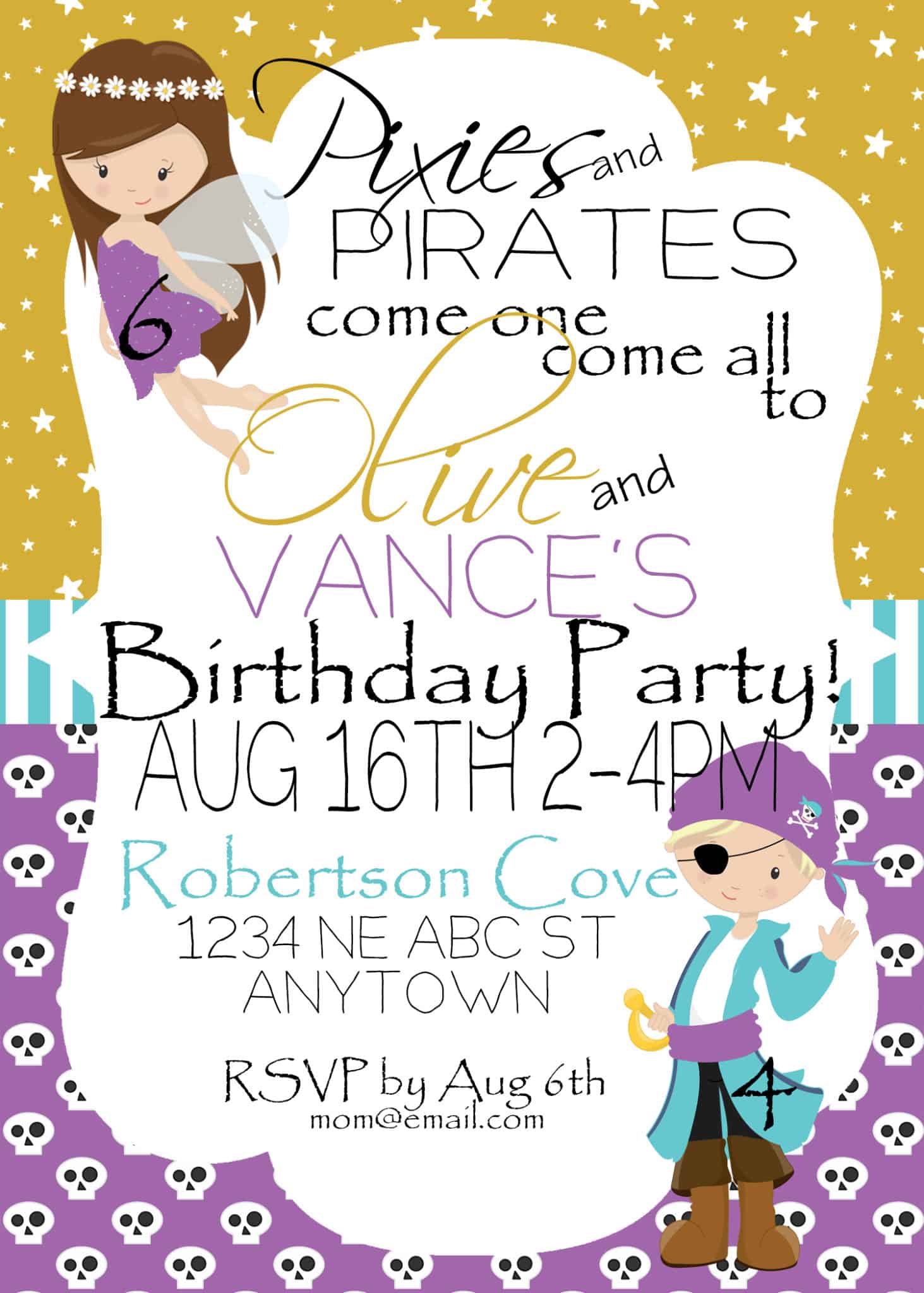 Pixies and Pirates Birthday party printables and inspiration!