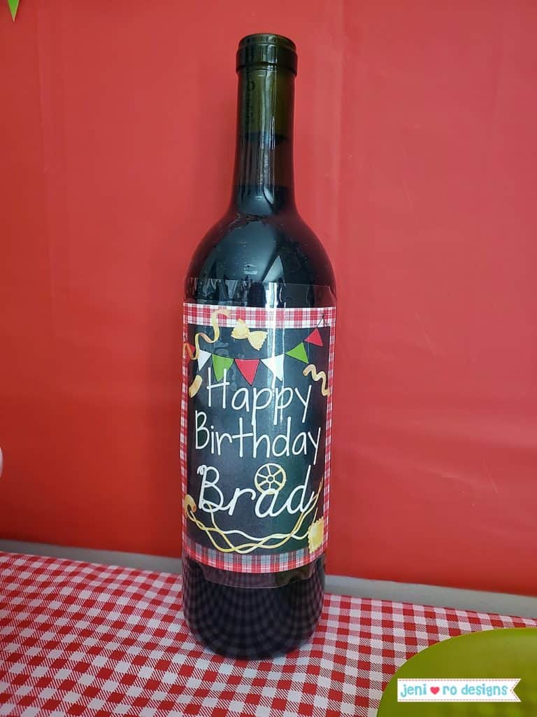 pasta night birthday - wine labels - jeni ro designs