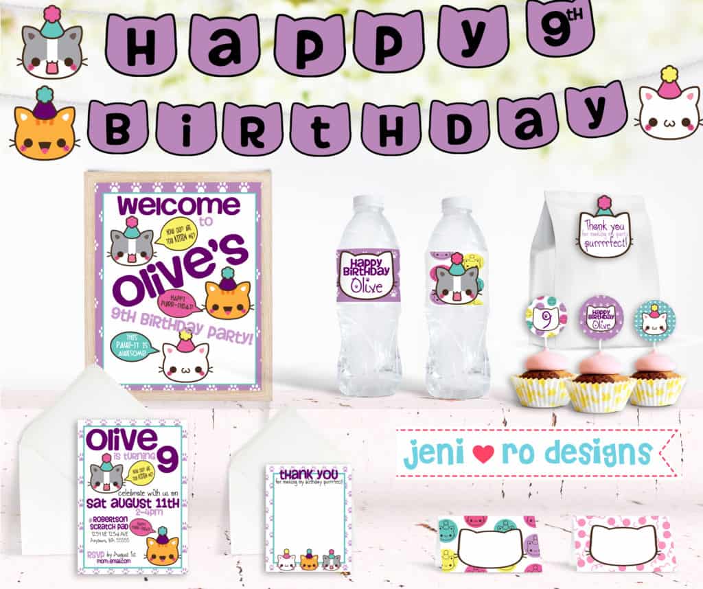 cat themed birthday - jeni ro designs