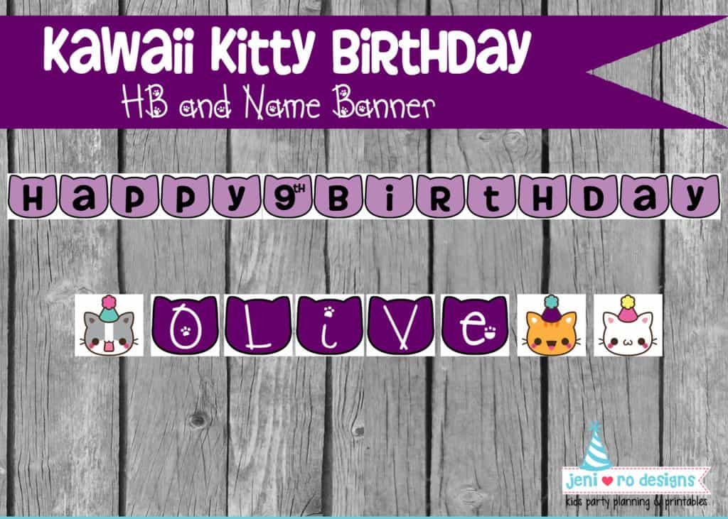 cat themed birthday - banner - jeni ro designs