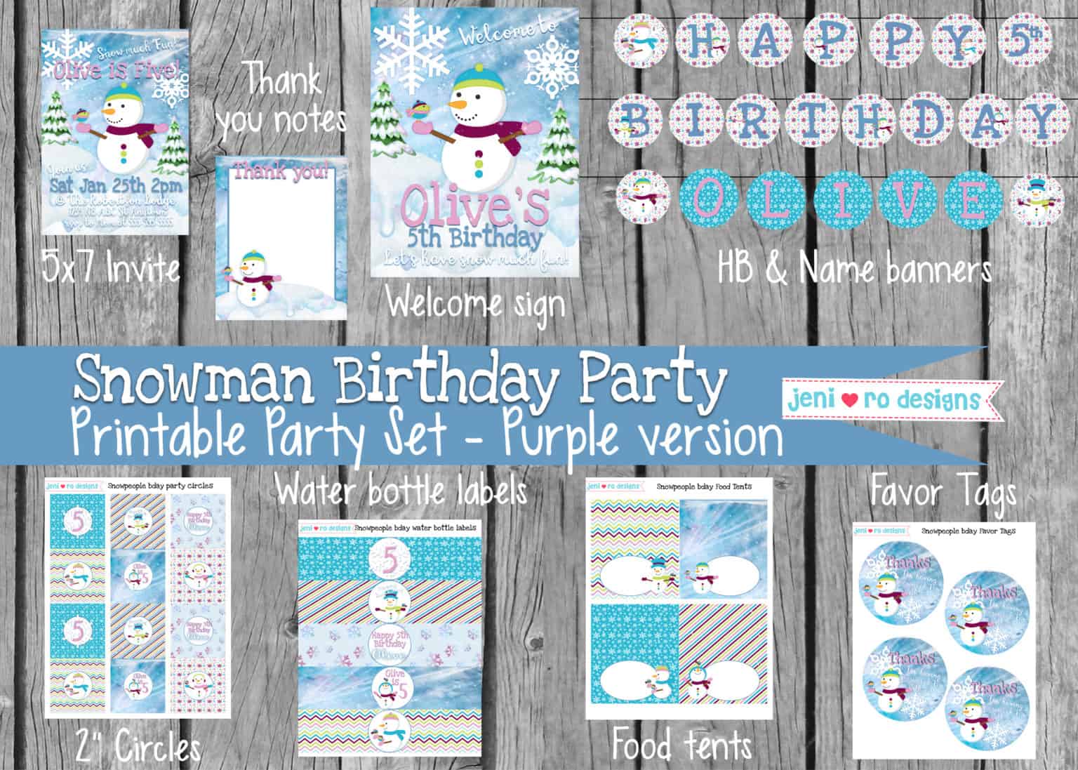 Snowman Birthday party printables - new theme in the shop!