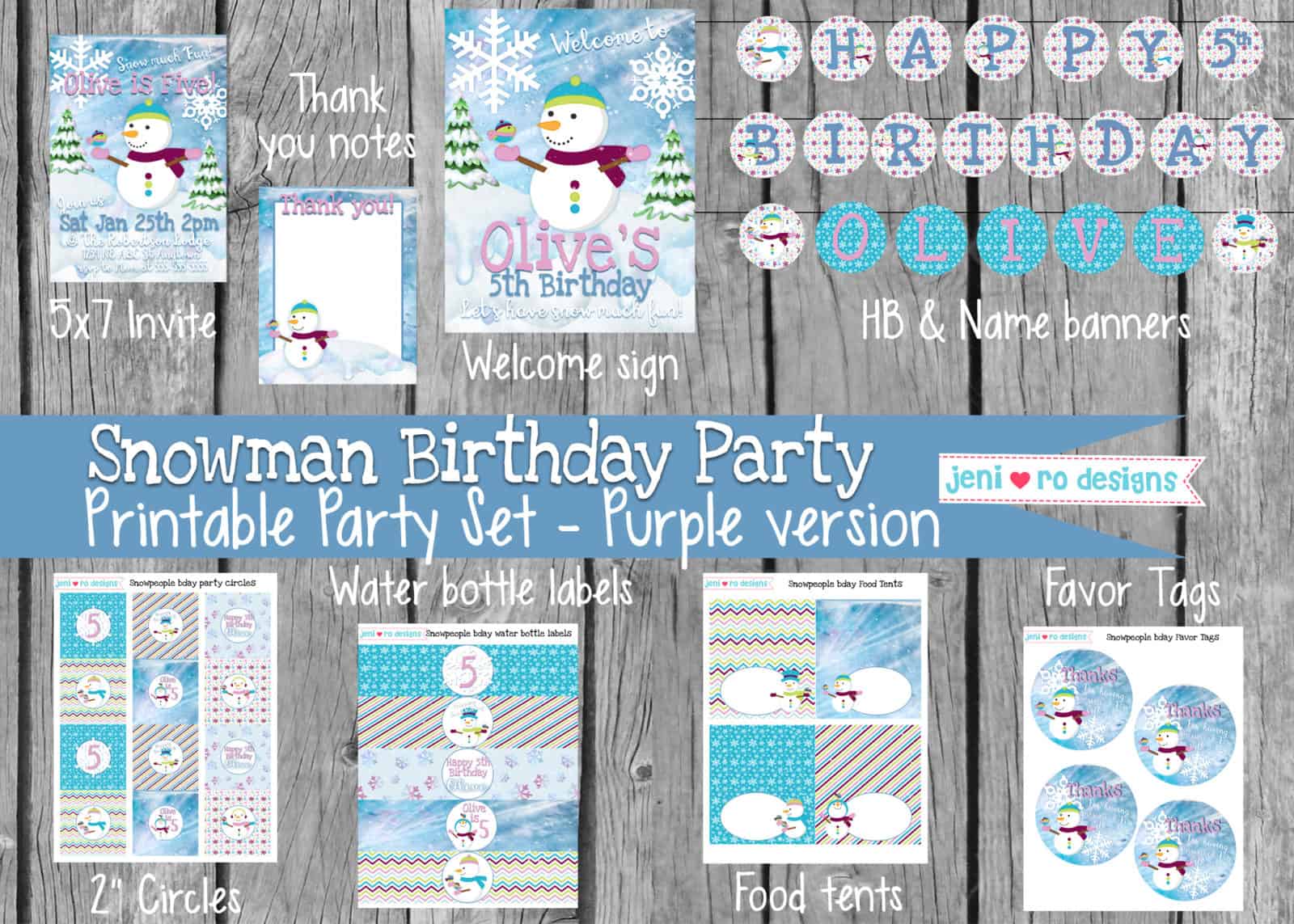 Snowman Birthday party printables - new theme in the shop!