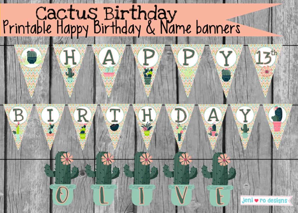 cactus birthday banners