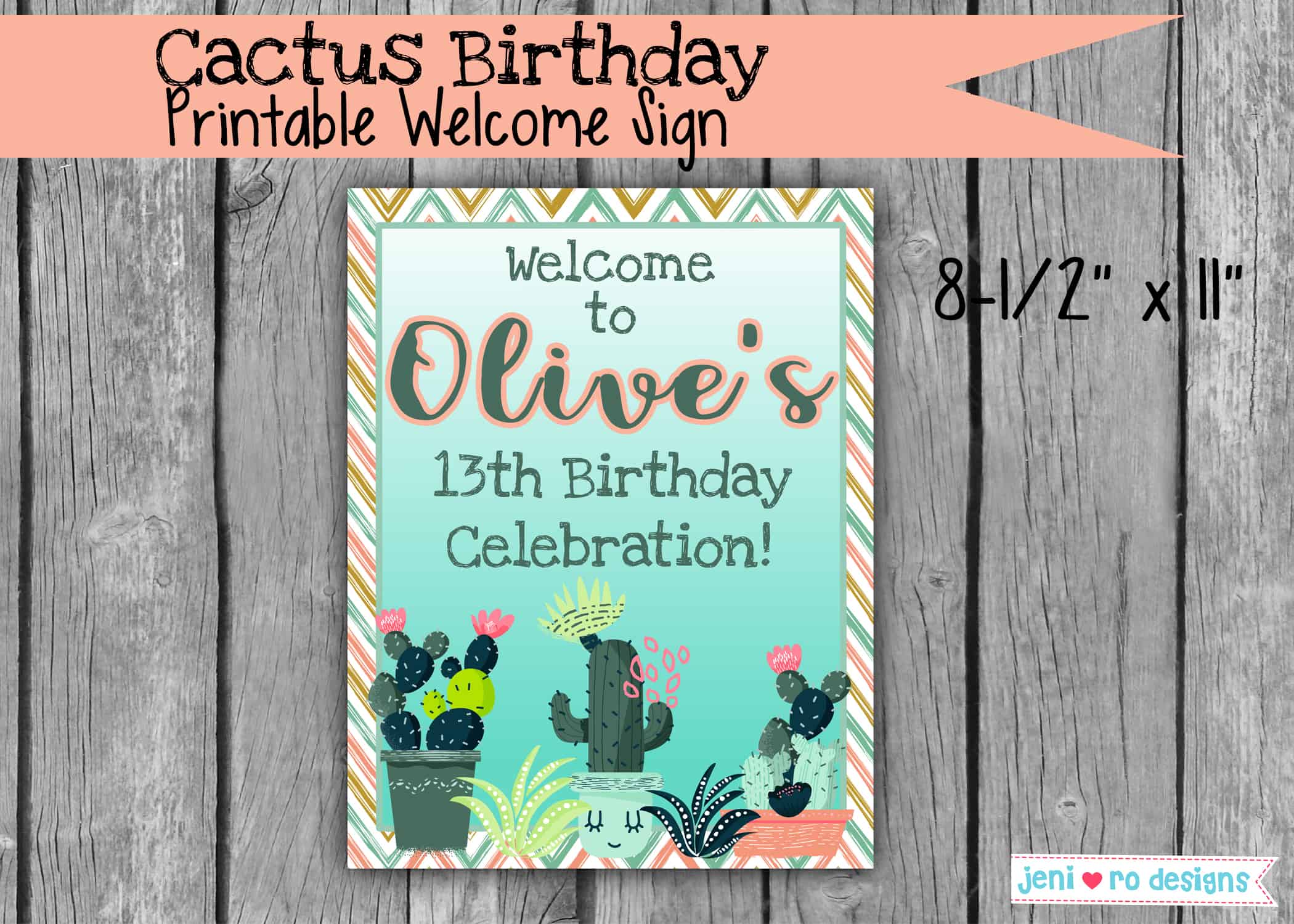 Cactus Birthday party printable set