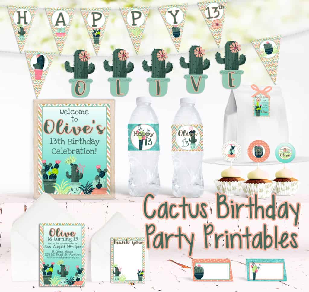 cactus birthday printable set