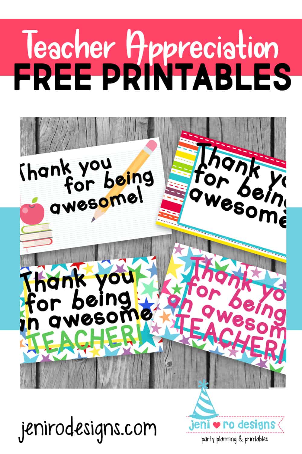 Teacher appreciation printables in the Free Printable library!