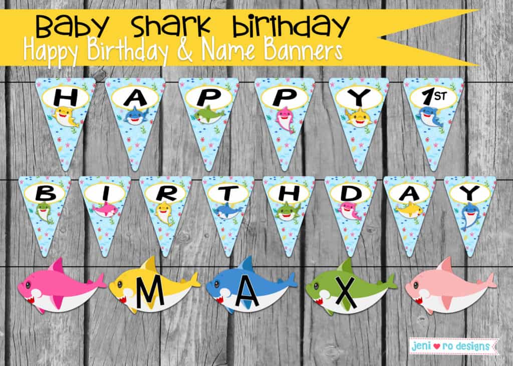 Baby shark birthday banner