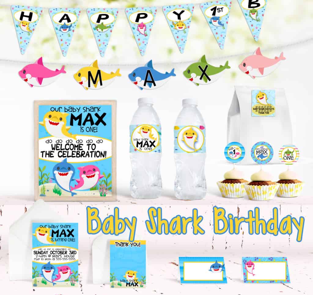 Baby shark birthday printable set