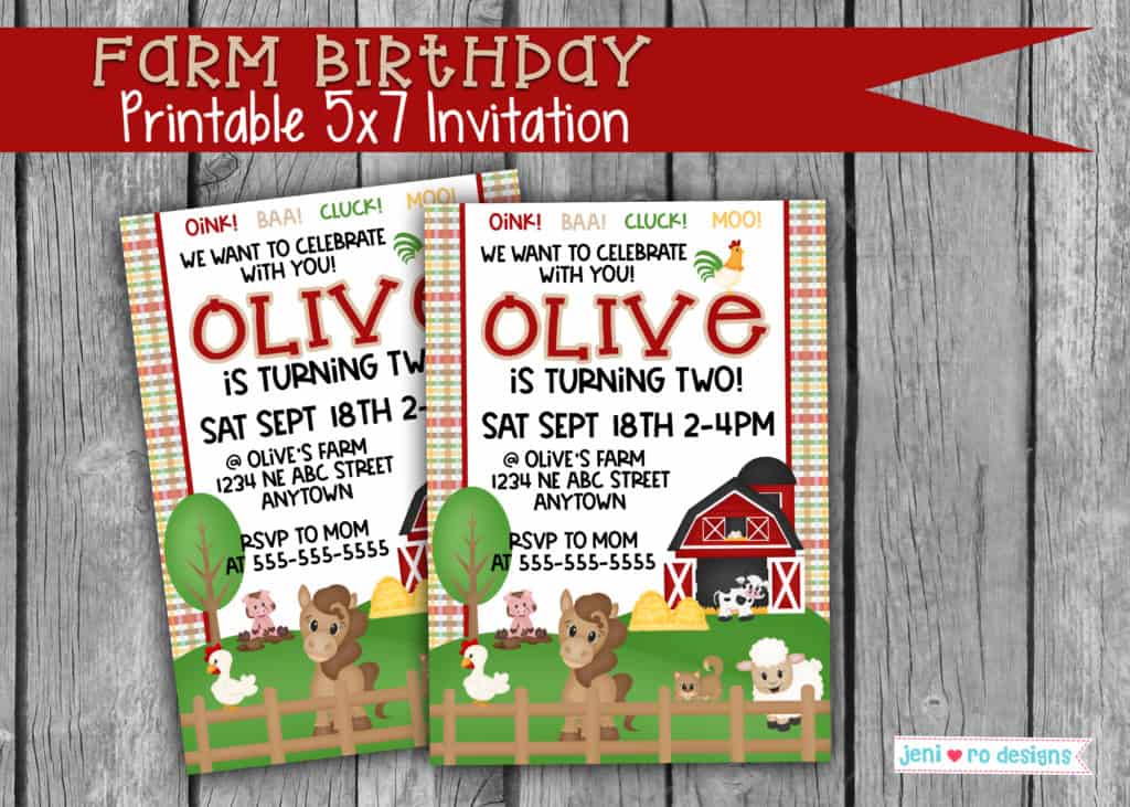 farm birthday invite