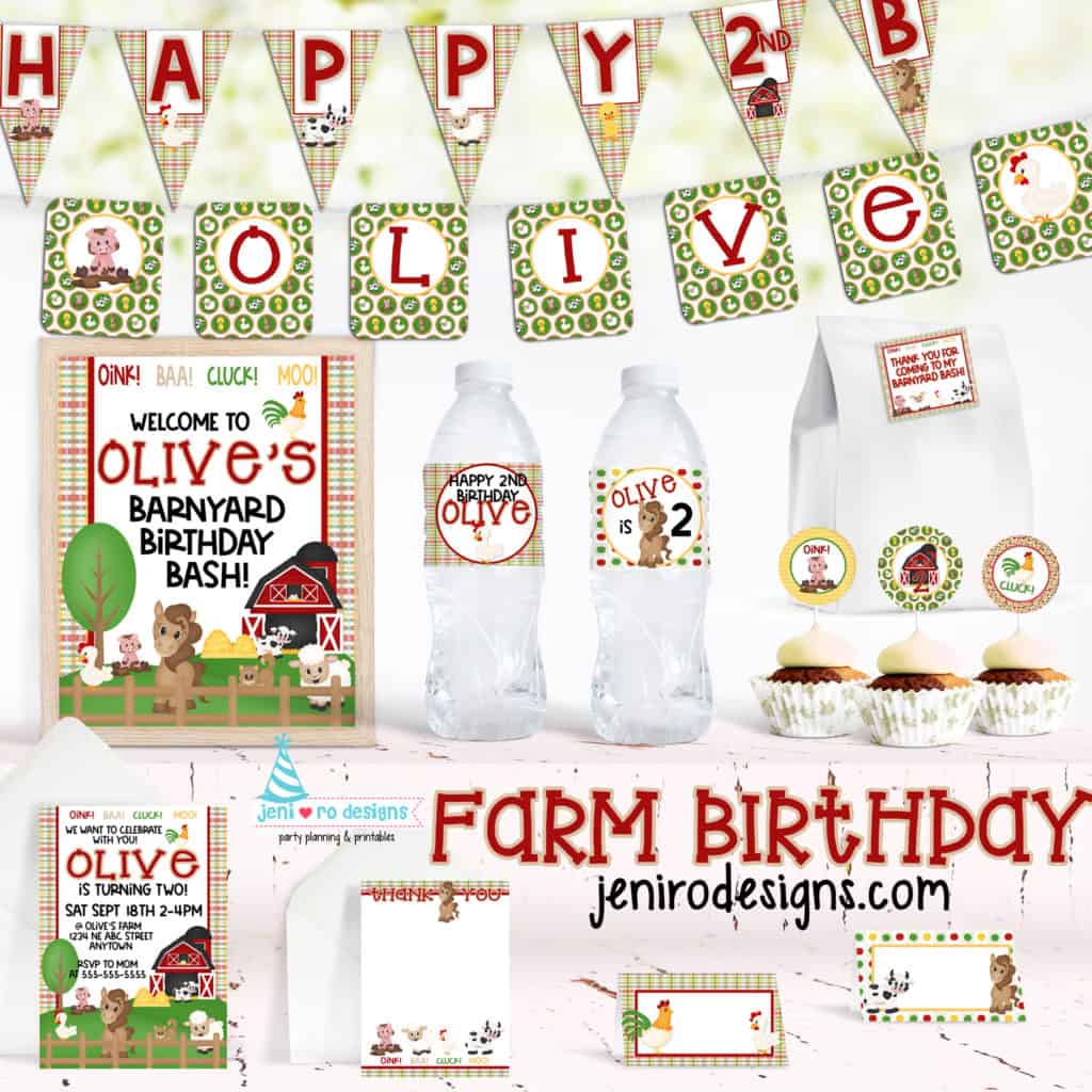 farm birthday party printable set