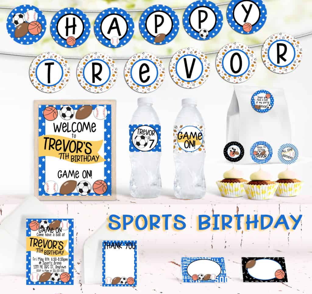 sports birthday printable set