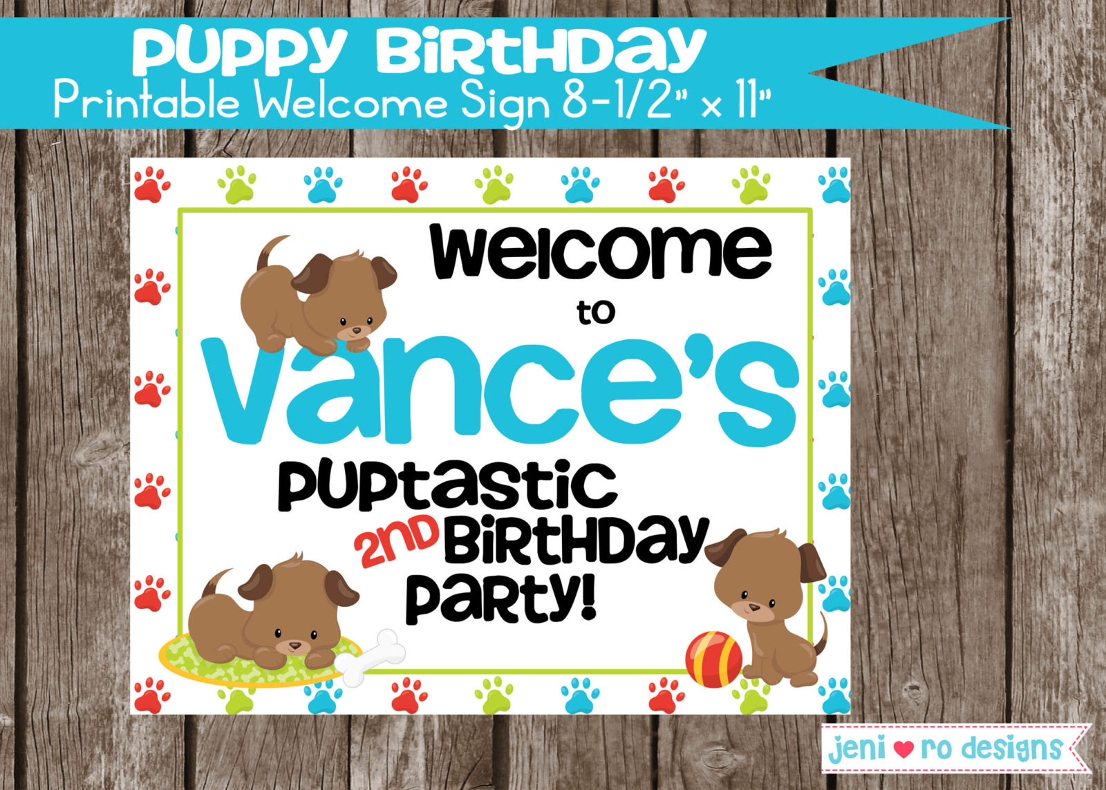 Puppy Birthday, Printable Party decor set, Puppies, Pups, dogs, Dog ...