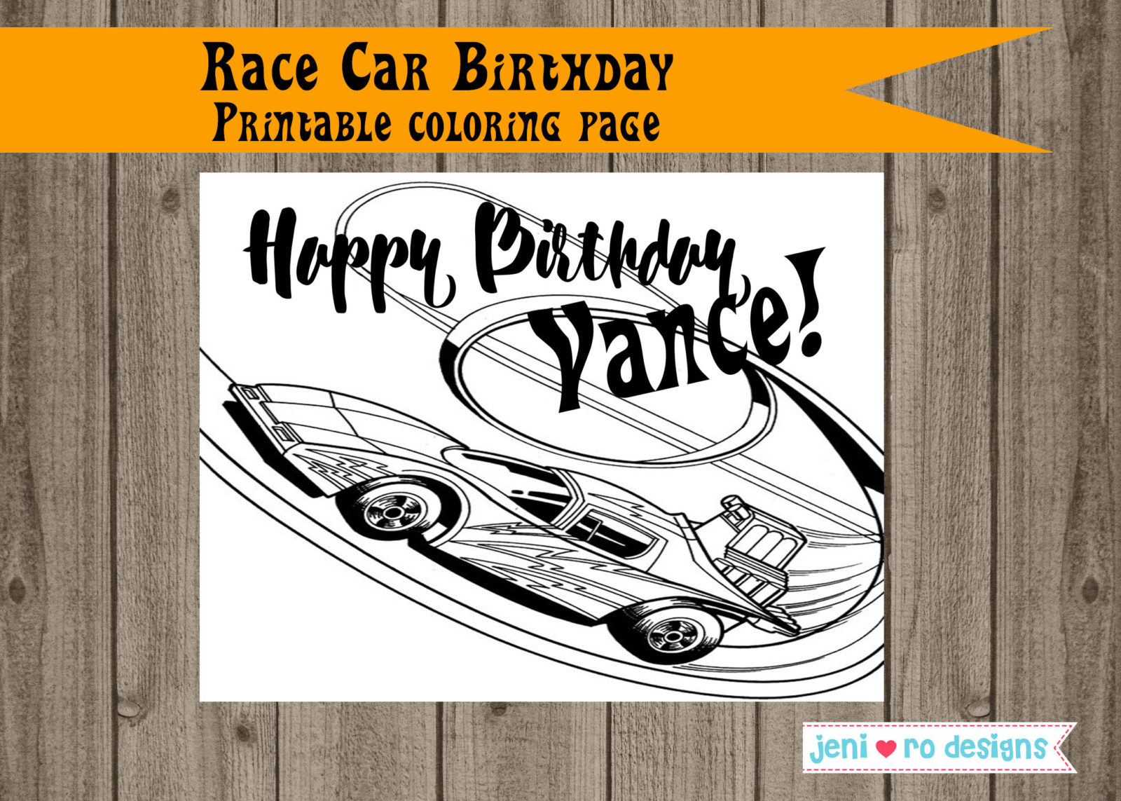 Race Car Birthday, Printable Party decor set, Race cars, orange track ...