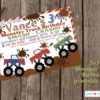 Monster Truck Birthday Party printable invitation, monster trucks, personalized