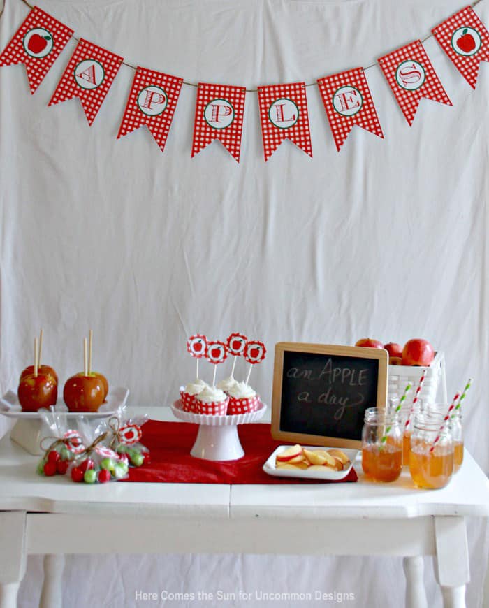 fall birthday party theme idea - apples
