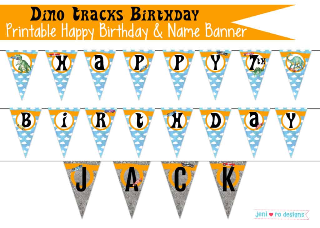 dino tracks birthday banner