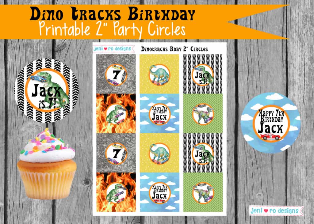 dino tracks birthday party circles
