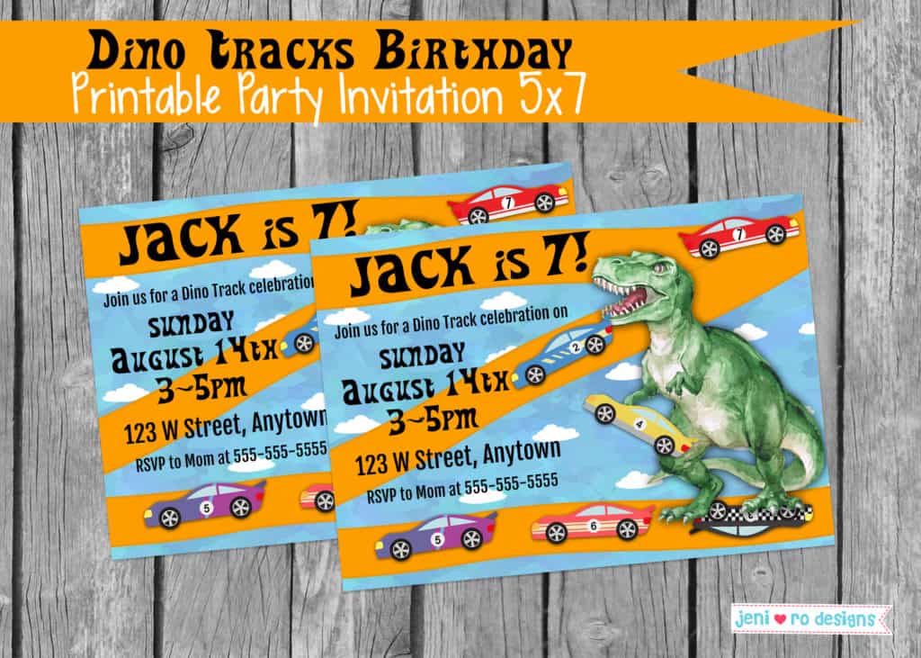 dino tracks birthday invite